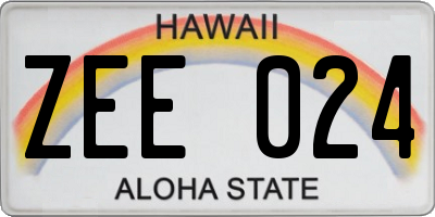 HI license plate ZEE024