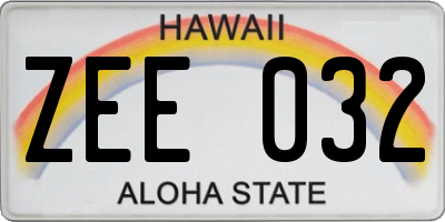 HI license plate ZEE032