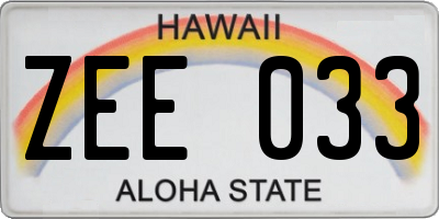 HI license plate ZEE033