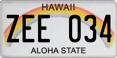 HI license plate ZEE034