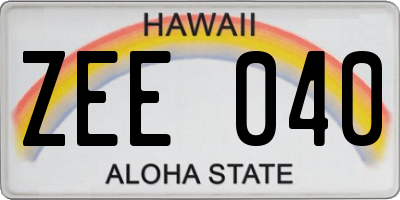 HI license plate ZEE040