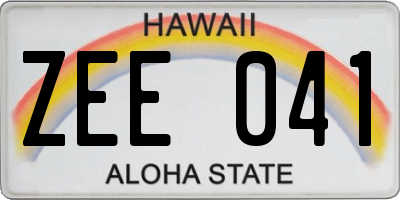 HI license plate ZEE041