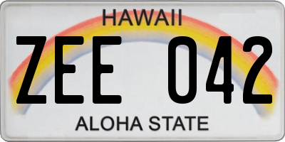 HI license plate ZEE042