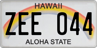 HI license plate ZEE044