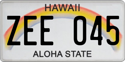 HI license plate ZEE045