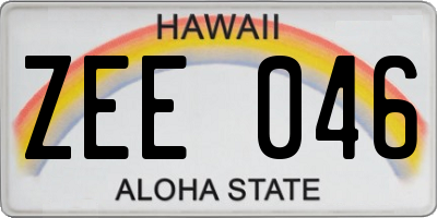 HI license plate ZEE046