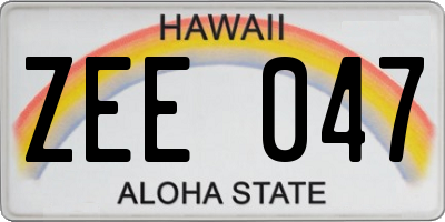 HI license plate ZEE047