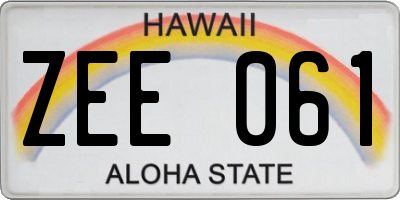 HI license plate ZEE061