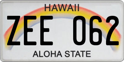 HI license plate ZEE062