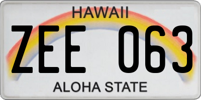 HI license plate ZEE063