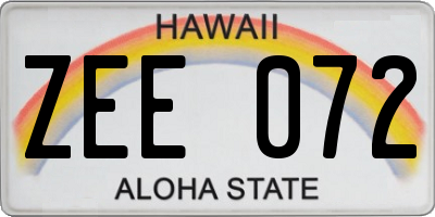 HI license plate ZEE072