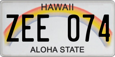 HI license plate ZEE074