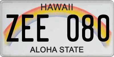 HI license plate ZEE080