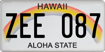 HI license plate ZEE087