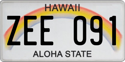 HI license plate ZEE091