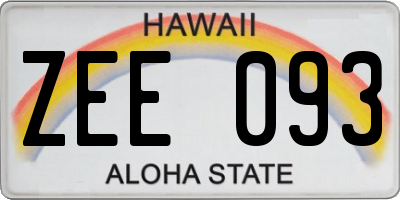 HI license plate ZEE093