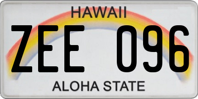 HI license plate ZEE096