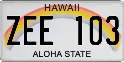 HI license plate ZEE103