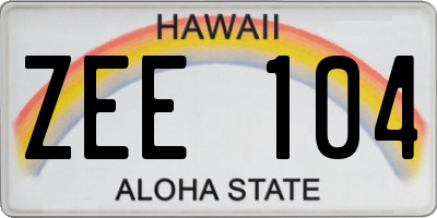 HI license plate ZEE104