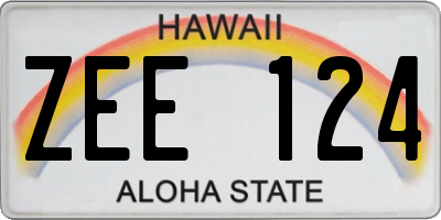 HI license plate ZEE124