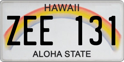 HI license plate ZEE131