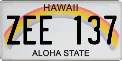 HI license plate ZEE137