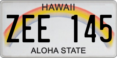 HI license plate ZEE145