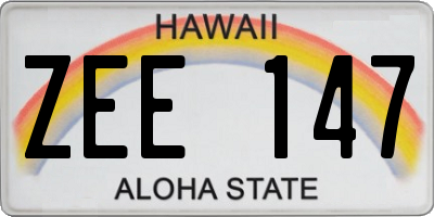 HI license plate ZEE147