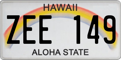 HI license plate ZEE149