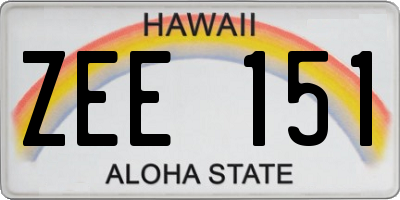 HI license plate ZEE151