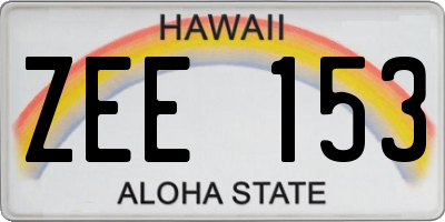HI license plate ZEE153