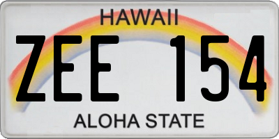 HI license plate ZEE154