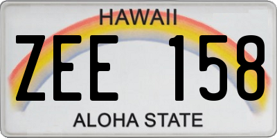 HI license plate ZEE158