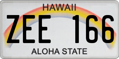 HI license plate ZEE166