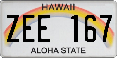 HI license plate ZEE167