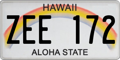 HI license plate ZEE172