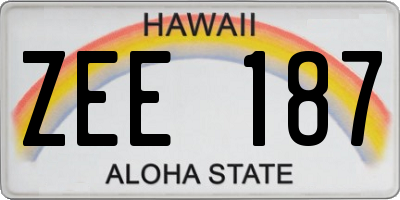 HI license plate ZEE187