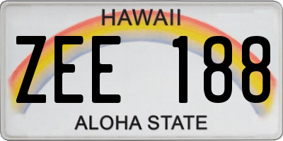 HI license plate ZEE188