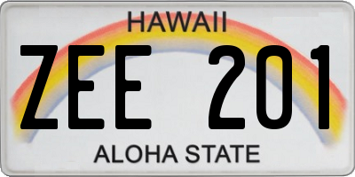 HI license plate ZEE201
