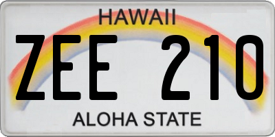 HI license plate ZEE210