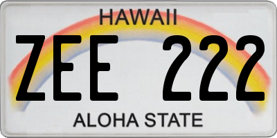 HI license plate ZEE222