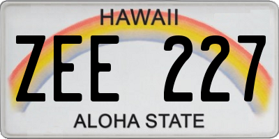 HI license plate ZEE227