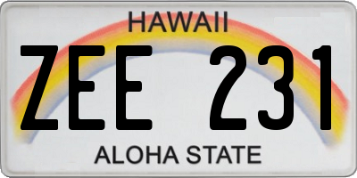 HI license plate ZEE231
