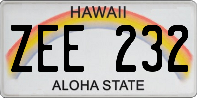 HI license plate ZEE232