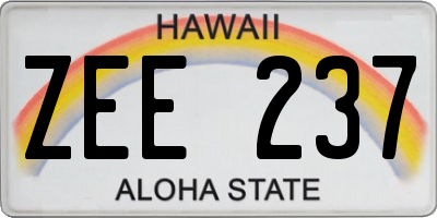 HI license plate ZEE237