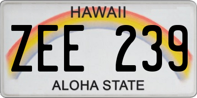 HI license plate ZEE239