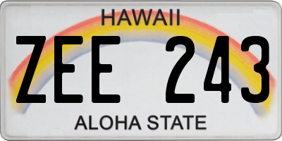 HI license plate ZEE243