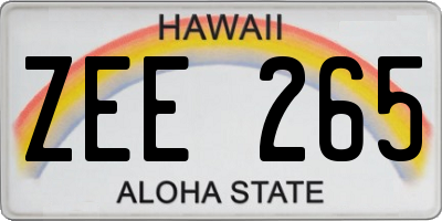 HI license plate ZEE265
