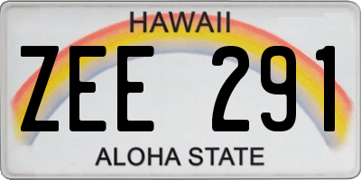 HI license plate ZEE291