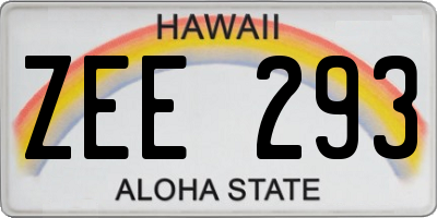 HI license plate ZEE293